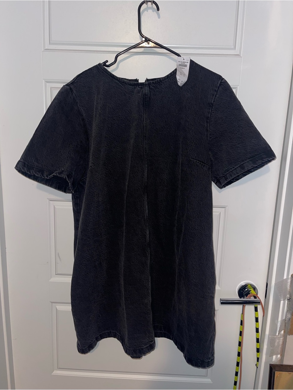 Abercrombie Black Washed Short-Sleeve Shift Denim Dress